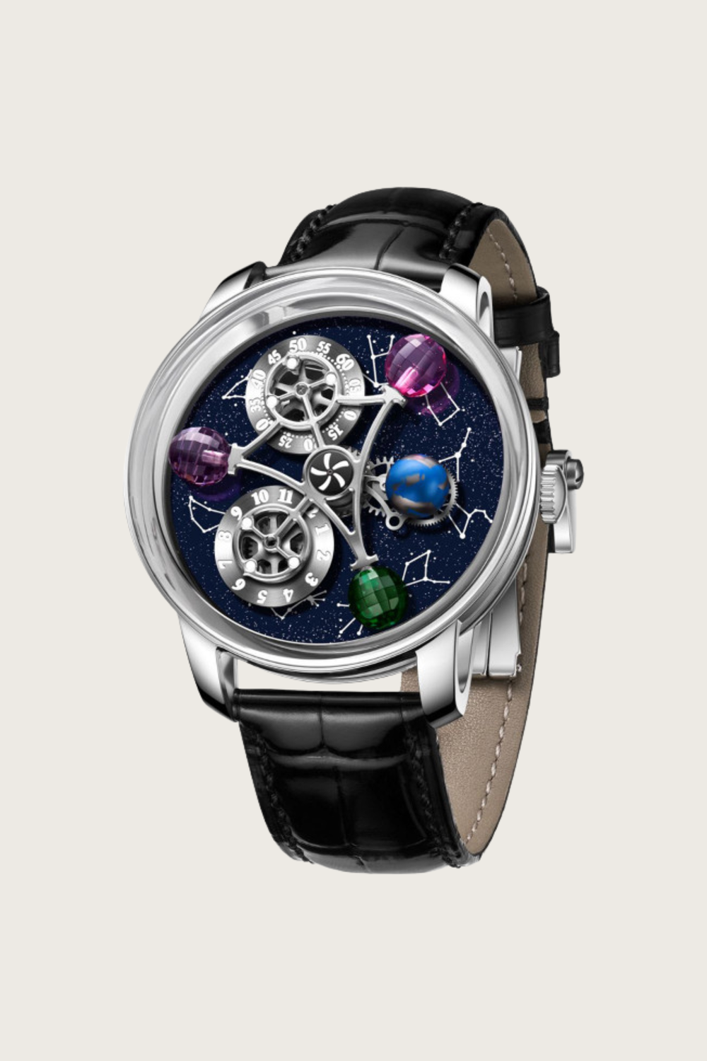 Galactic Black Gemstone Multi-Orbit Astral Timepiece - (44219700)