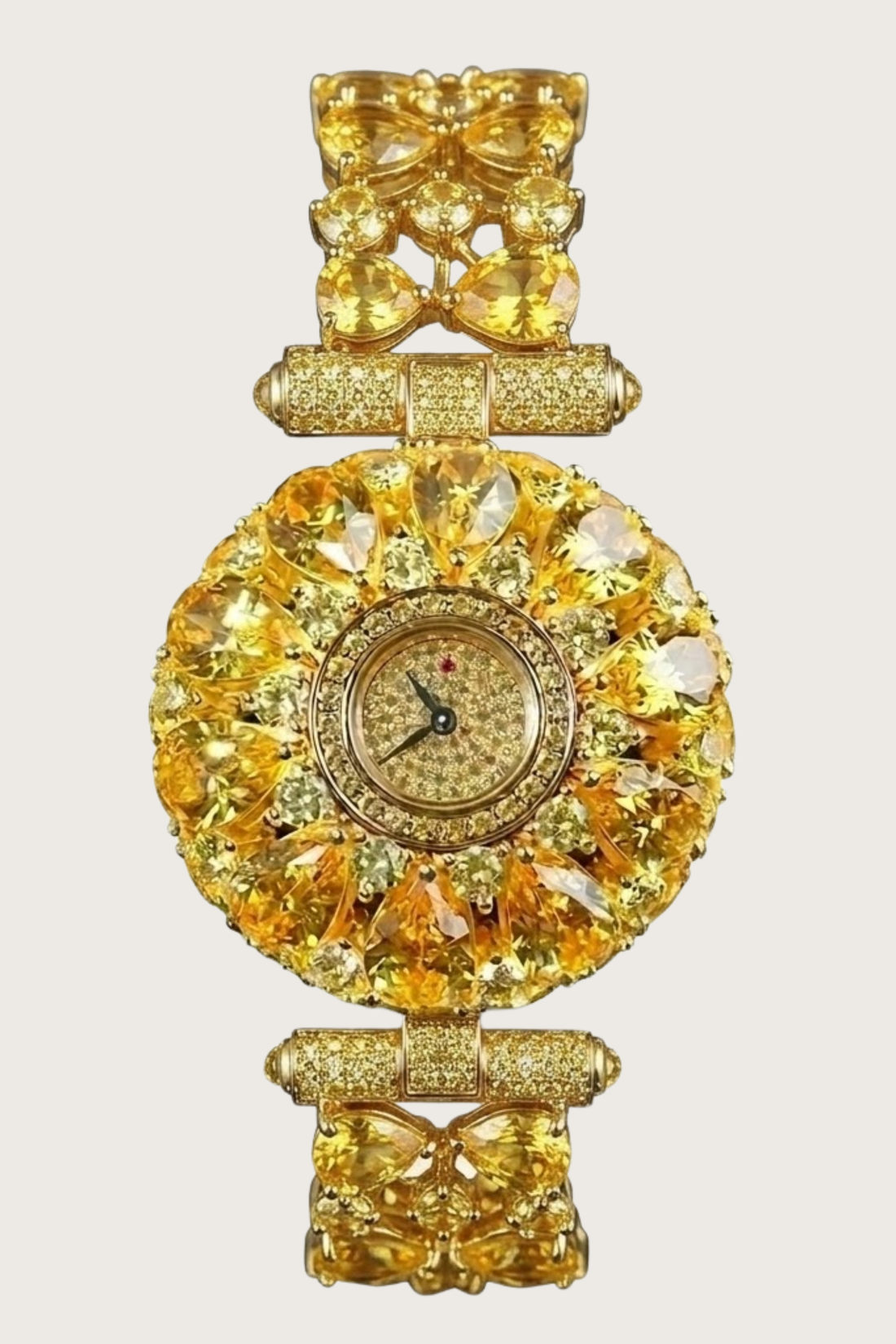 Zivanche Royal Citrine Crystal Floral Bracelet Watch