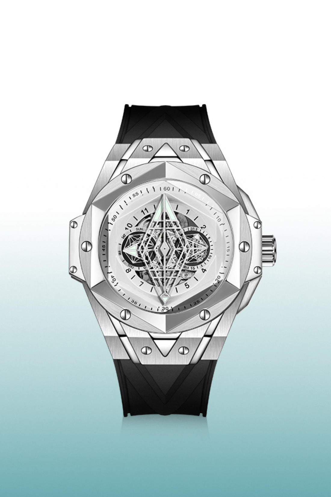 Illuminati - Eye of Demon Silver Analog Mechanical Movement Dalkommwatch Watch