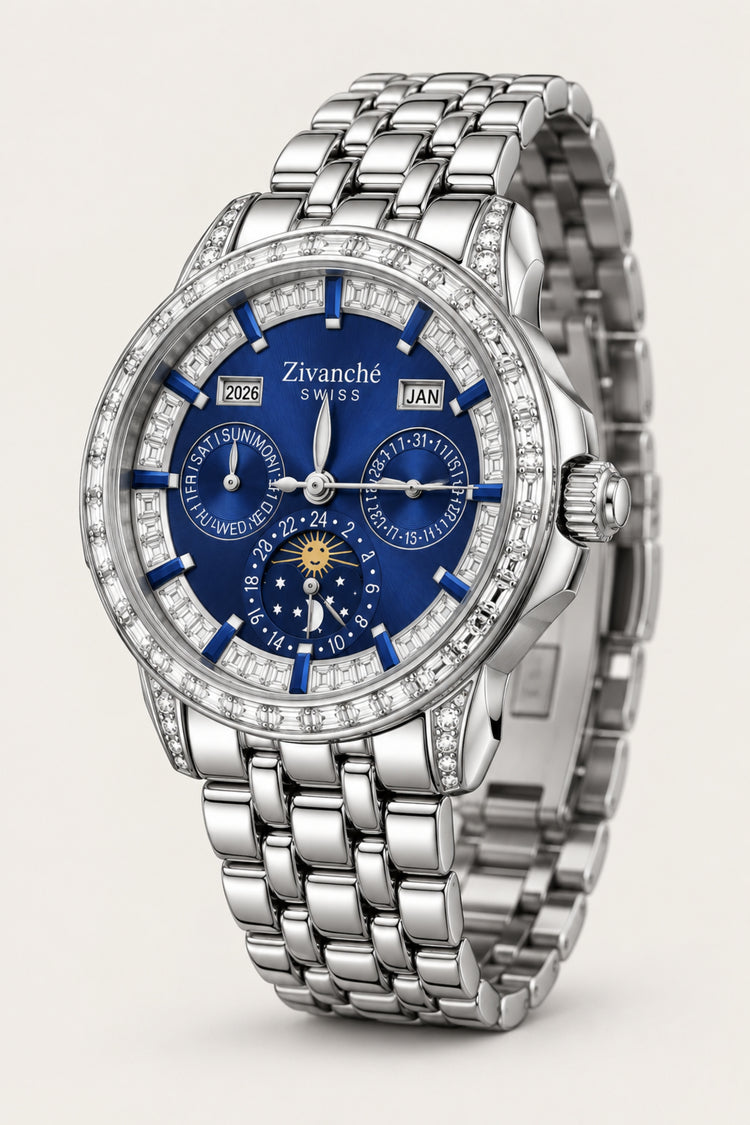 Sirius | Silver Blue Diamond Automatic Watch (43014175)