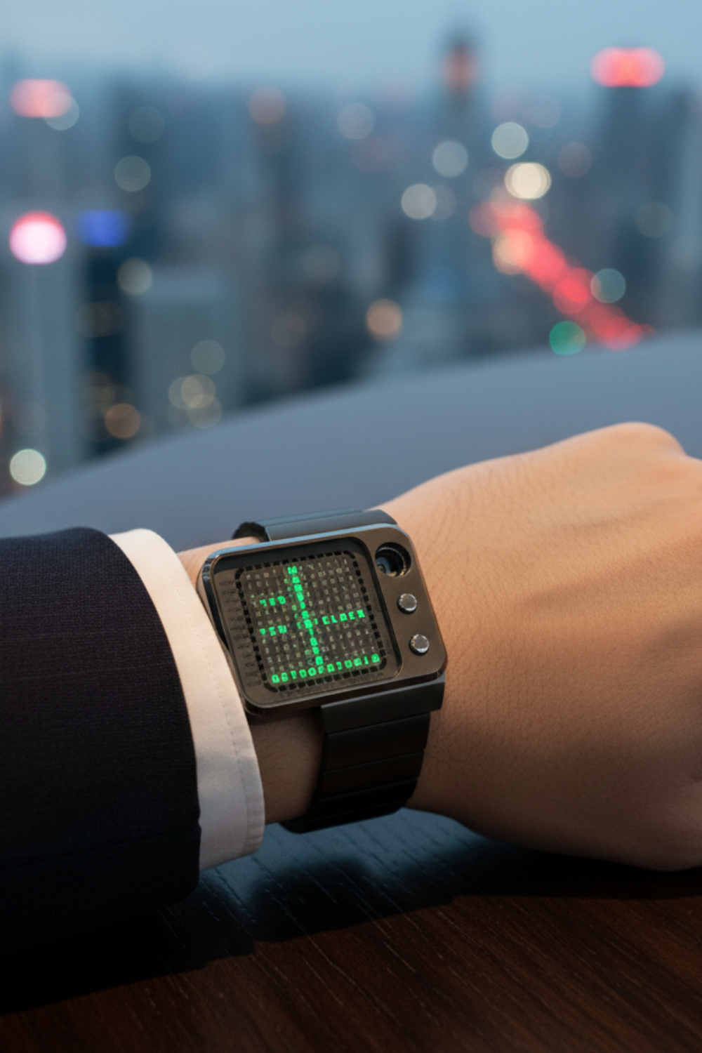 Retro Futurist Matrix Word-Time Watch