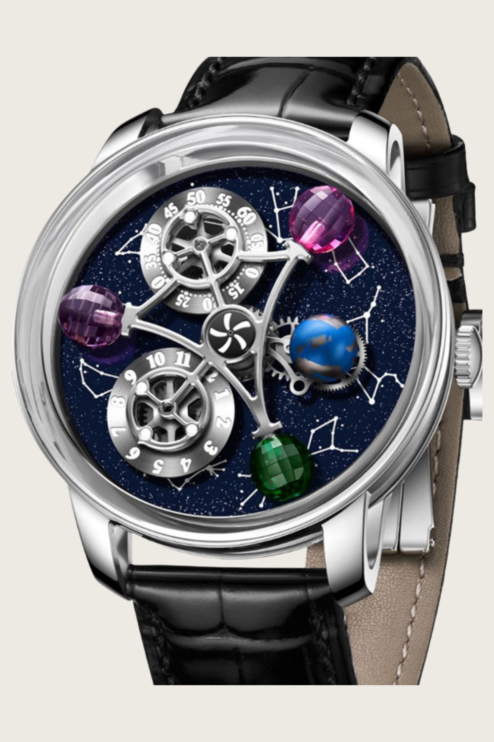 Galactic Black Gemstone Multi-Orbit Astral Timepiece - (44219700)