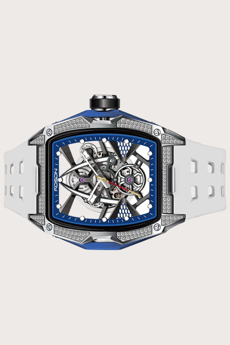 Luxury Frosted White G2710 Series High Quality Barrel Shape Silicone Band Automatic Mechanical ROSDN Watch