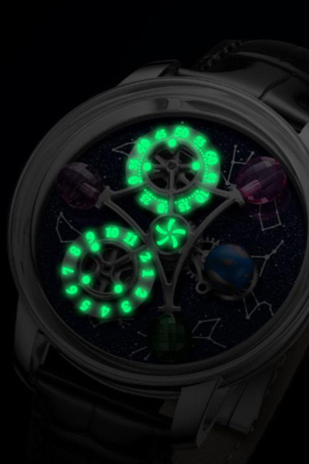 Galactic Black Gemstone Multi-Orbit Astral Timepiece - (44219700)