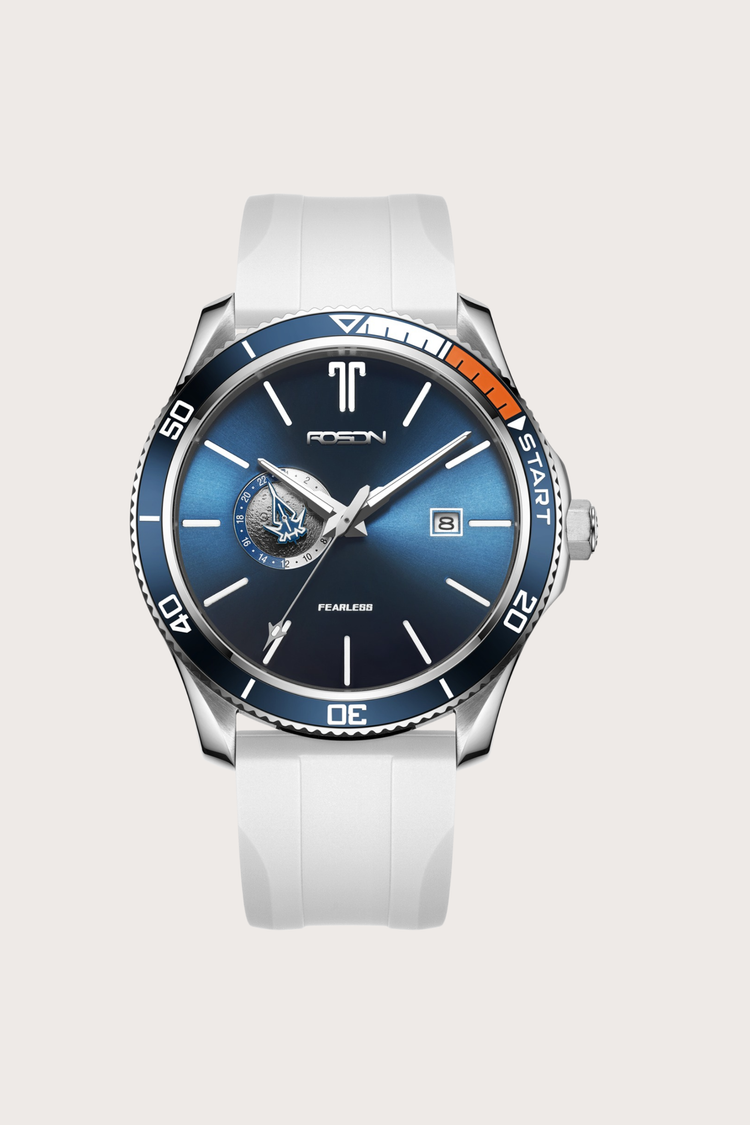 Zivanche Swiss | Rosdn G2221 White and Blue Automatic Mechanical Watch