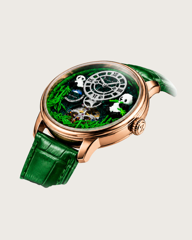 PandaVerse | Nature-Inspired Rose Gold Green | Fully Automatic Watch - (ZIVROPDVSGR0147)