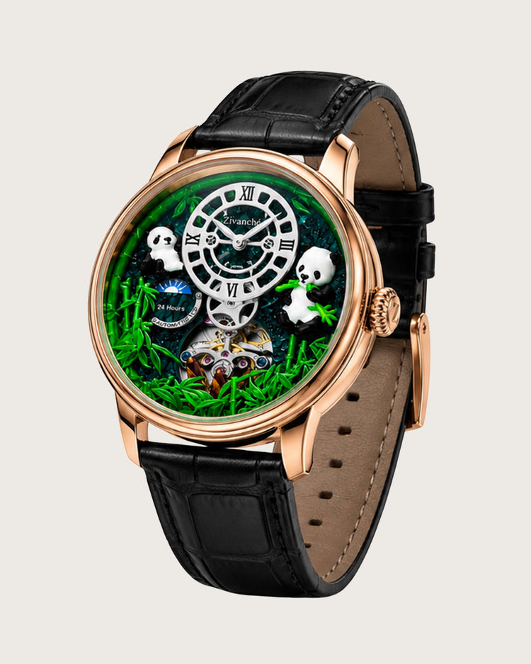 PandaVerse | Nature-Inspired Rose Gold Black | Fully Automatic Watch (42637478)