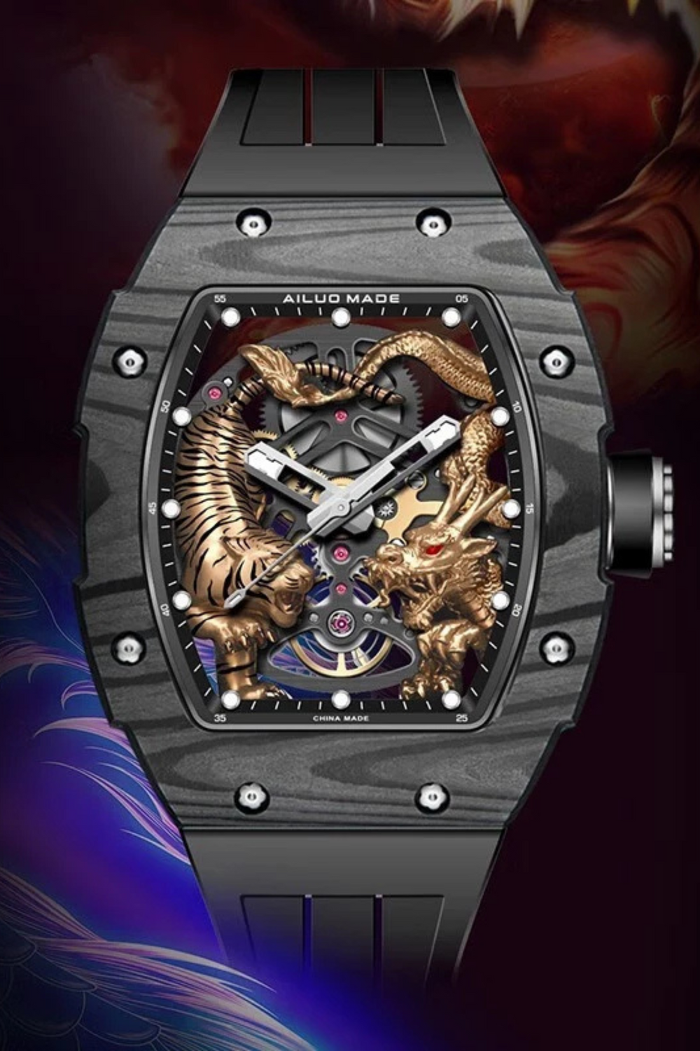 Men's Watch G6618 – Dragon & Tiger Edition Black Watch