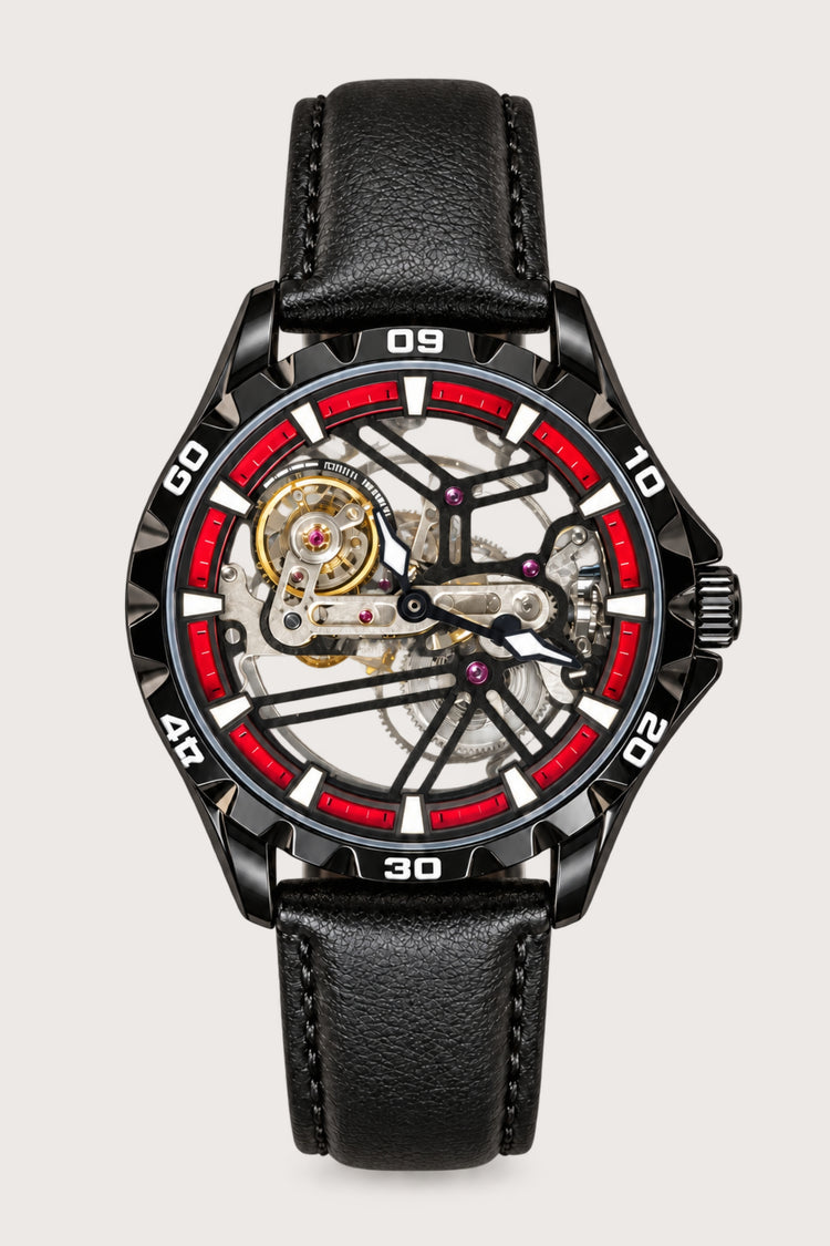 Zivanché Crimson Circuit Black Skeleton Automatic Watch