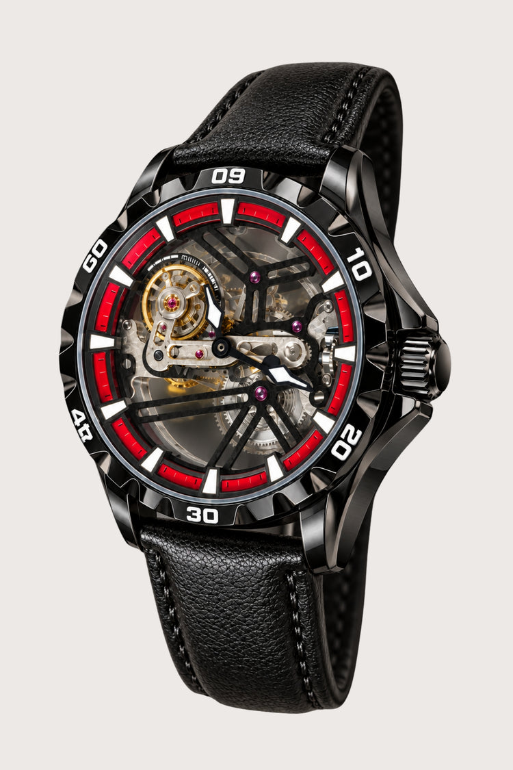 Zivanché Crimson Circuit Black Skeleton Automatic Watch
