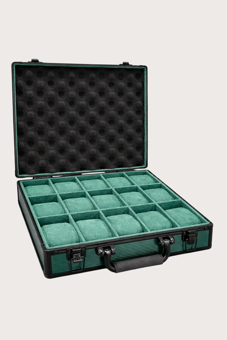 Luxury Watch Case - 15 SLOTS GREEN WATCH SUITCASE