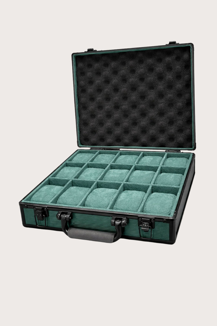 Luxury Watch Case - 15 SLOTS GREEN WATCH SUITCASE