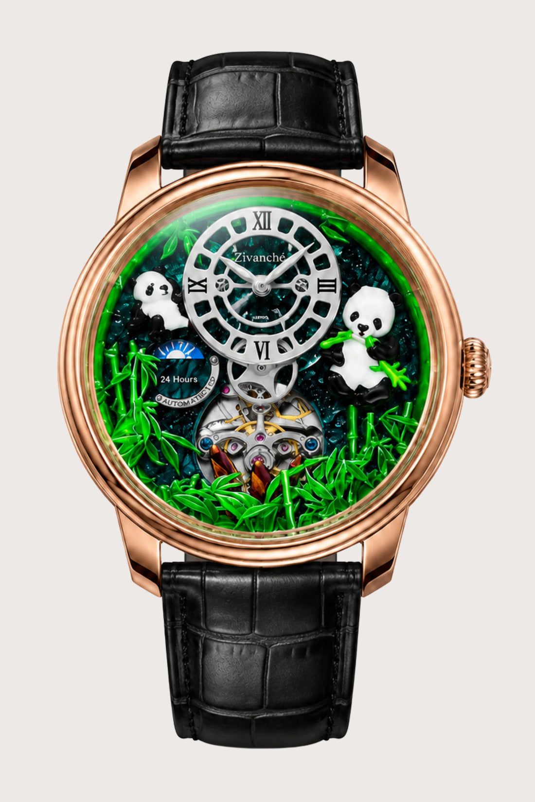 PandaVerse | Nature-Inspired Rose Gold Black | Fully Automatic Watch (42637478)
