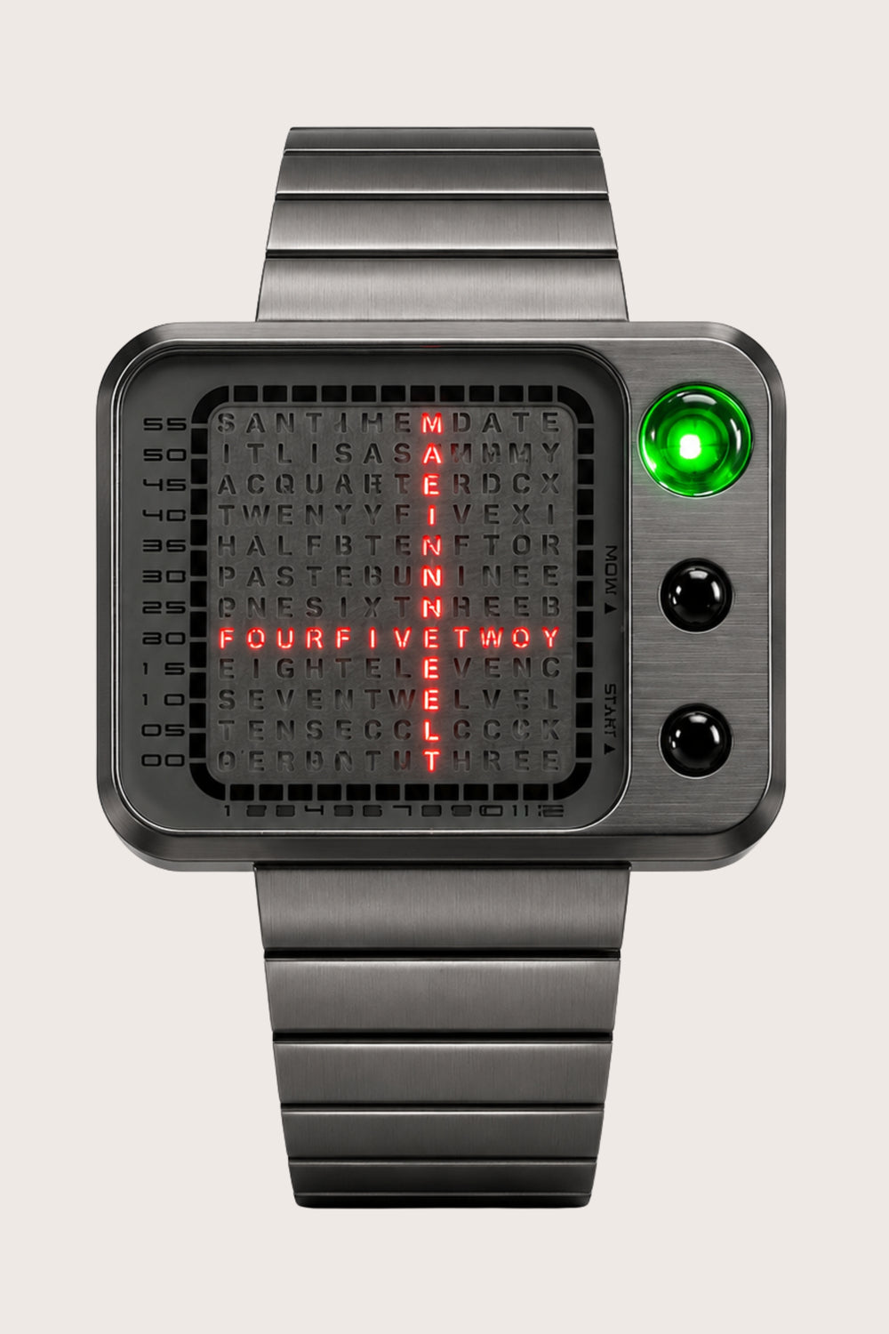 Retro Futurist Matrix Word-Time Watch