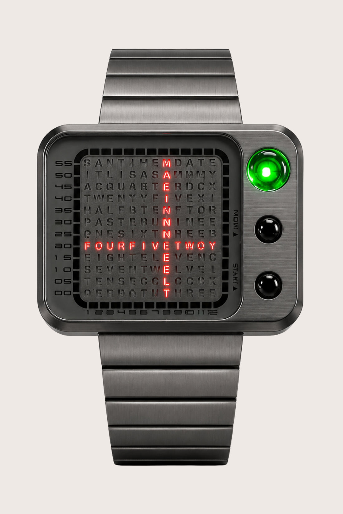 Retro Futurist Matrix Word-Time Watch
