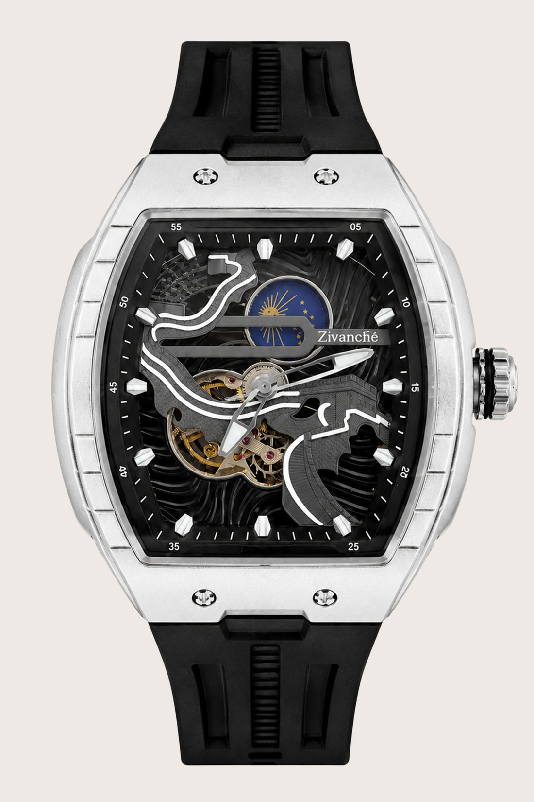 Crimson Orbit Silver Black Automatic  Watch (44658709)