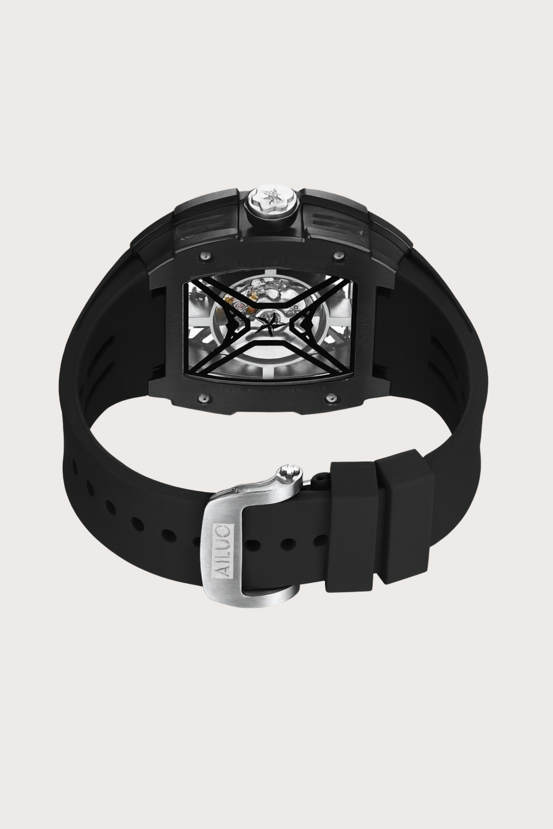 Men's  Luxury Automatic  Diamond Rubber Black Strap Waterproof Sports Watch