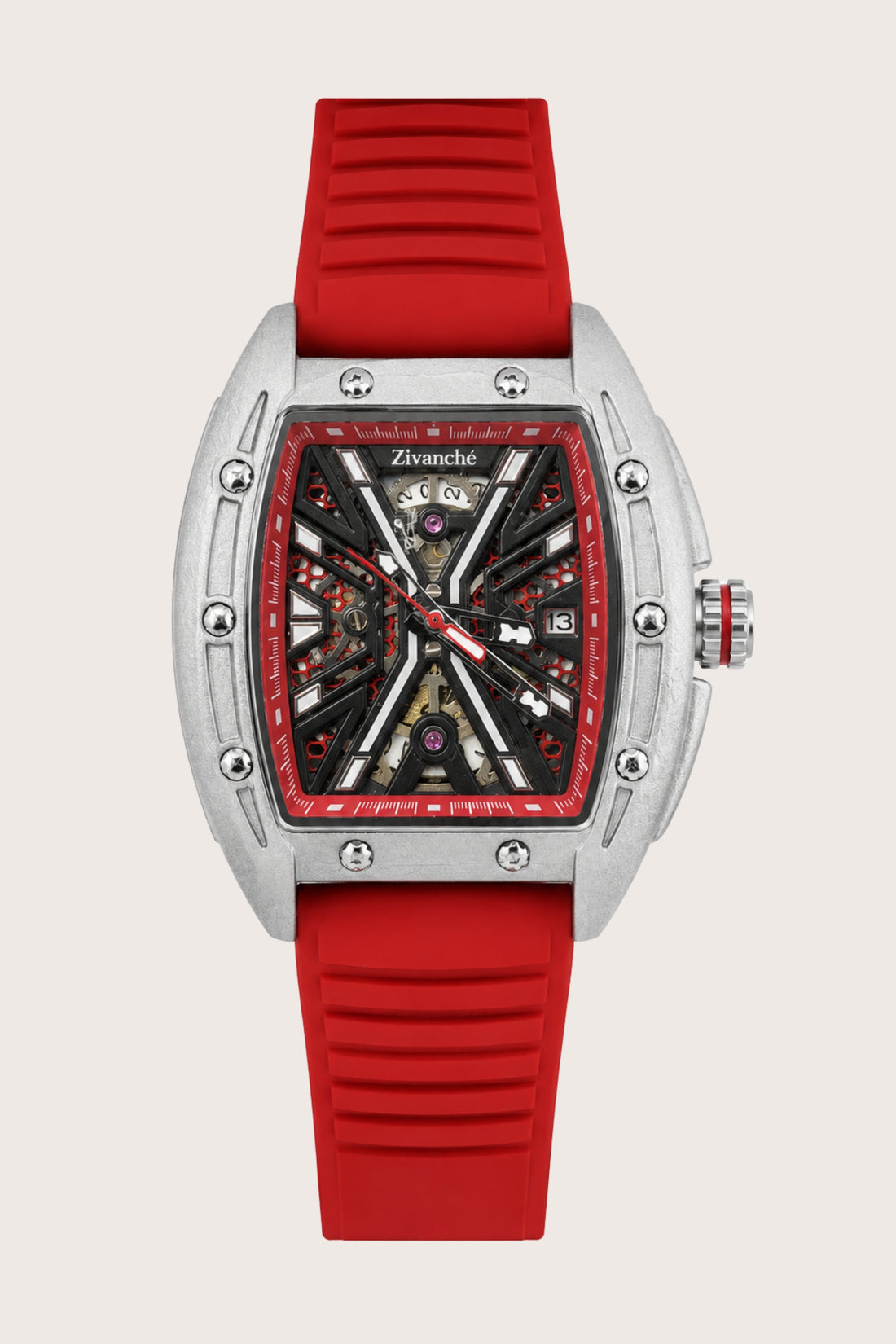 Hypervolt Silver Red Automatic Watch (44658703)