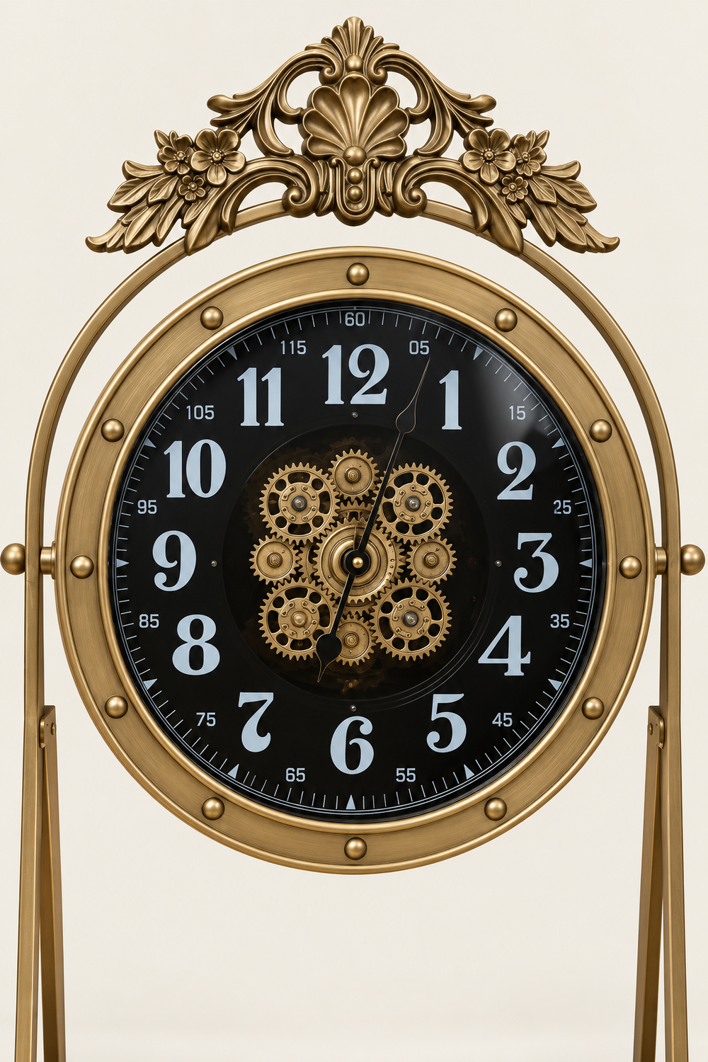 Versailles Crest Antique Gold Gearwork Clock