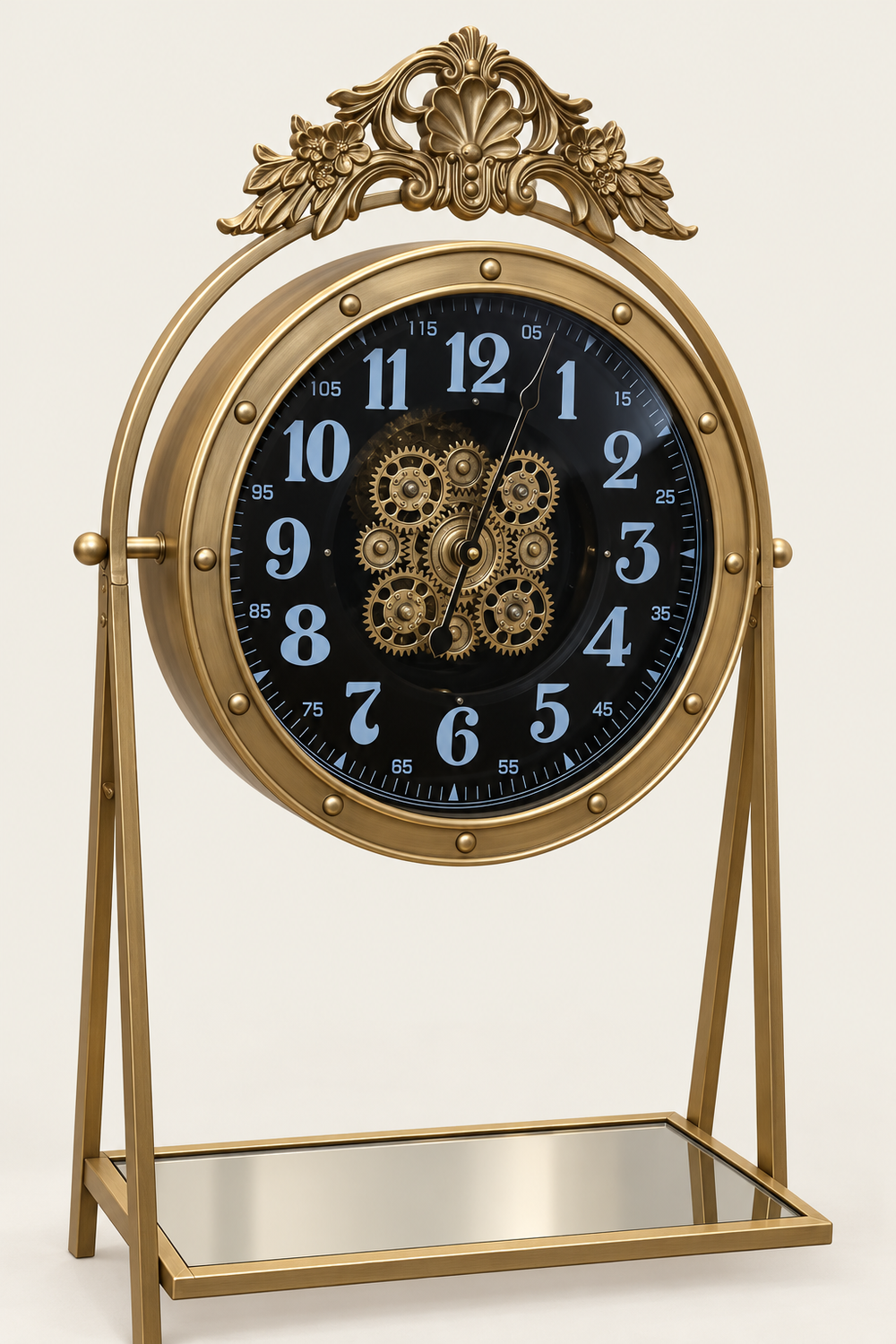 Versailles Crest Antique Gold Gearwork Clock