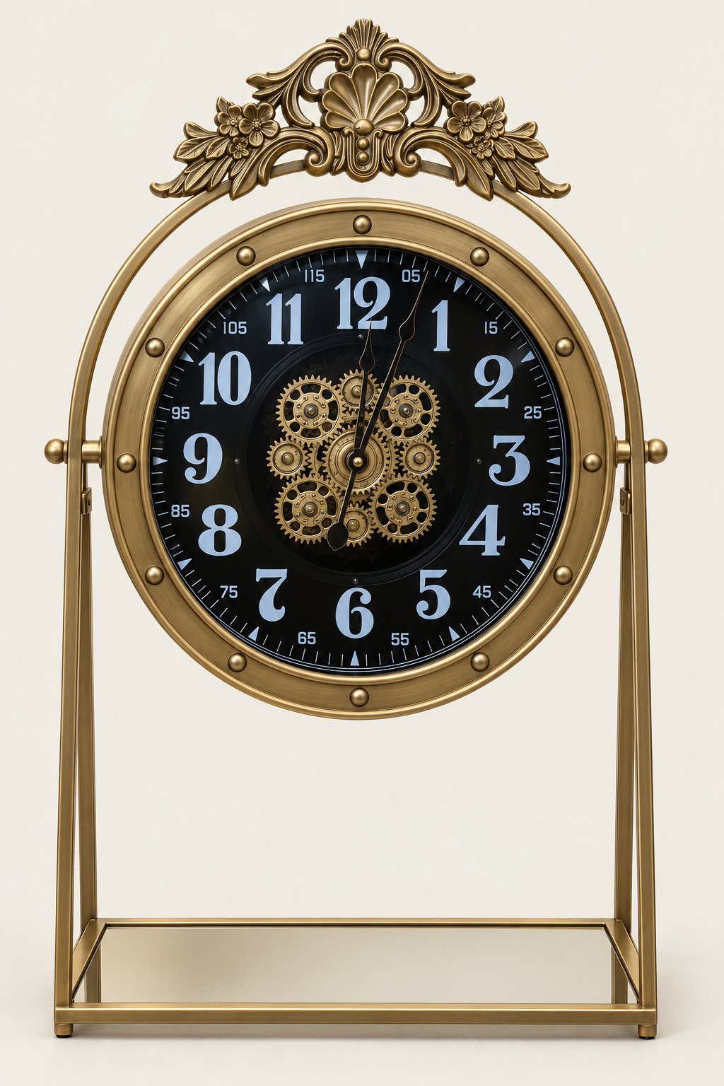 Versailles Crest Antique Gold Gearwork Clock