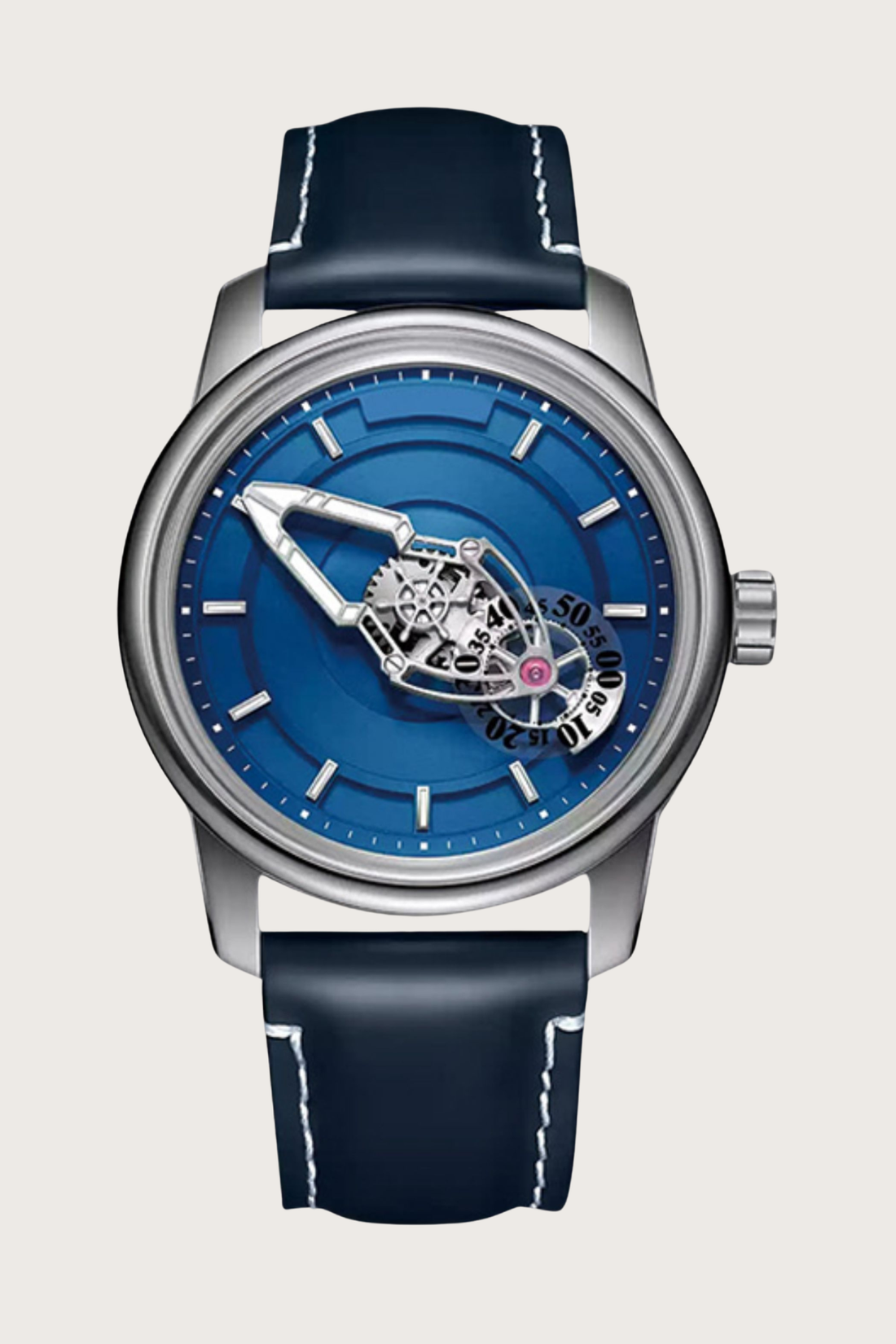 Wandering Hour Blue Skeleton Mechanical Watch