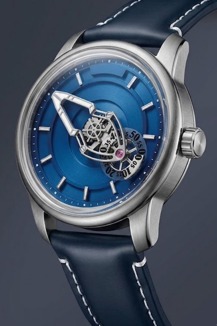 Wandering Hour Blue Skeleton Mechanical Watch