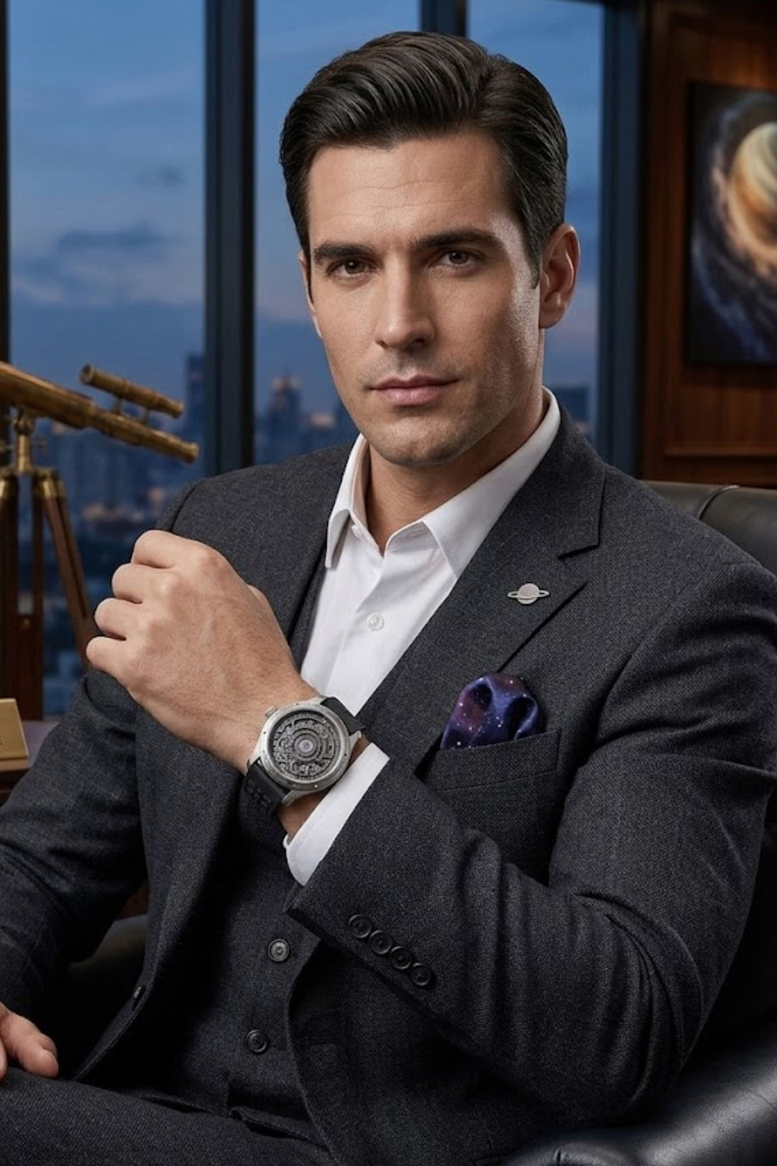 Planetary Orbit  Black Mechanical Watch