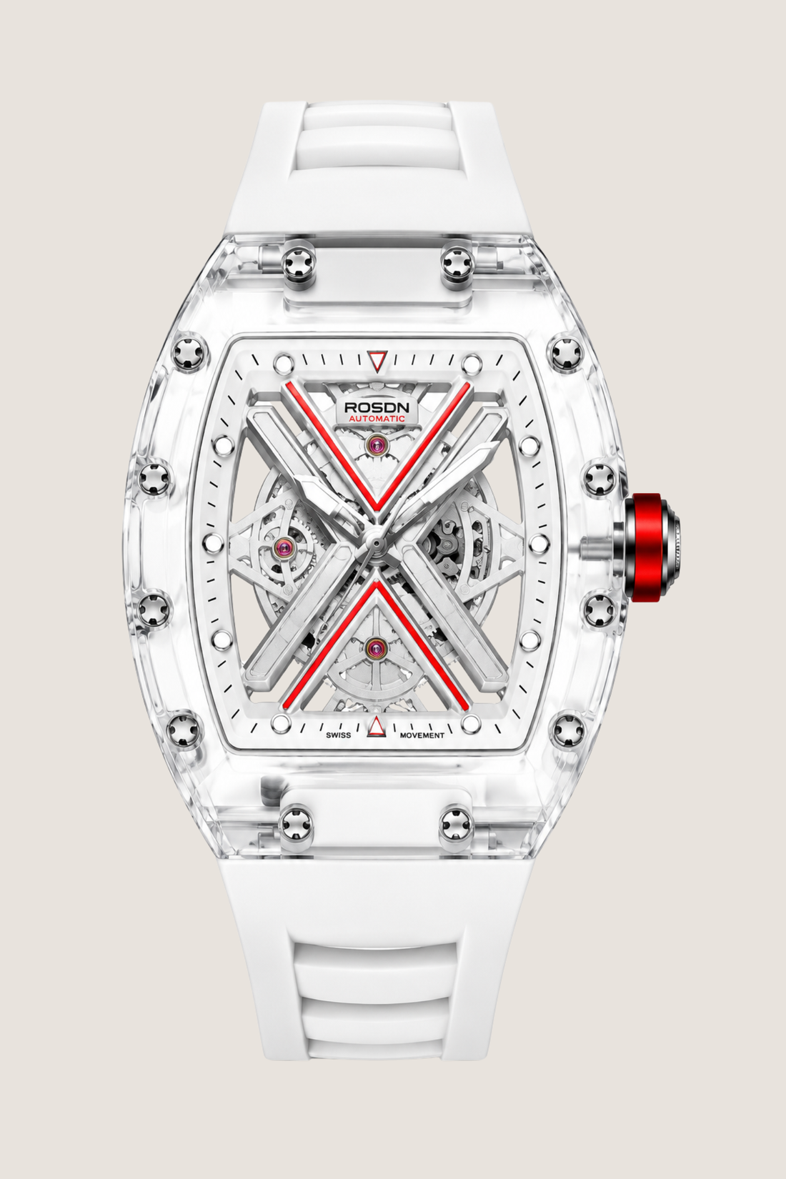 X‑Frame ROSON Skeleton Dial Transparent White Mechanical Watch