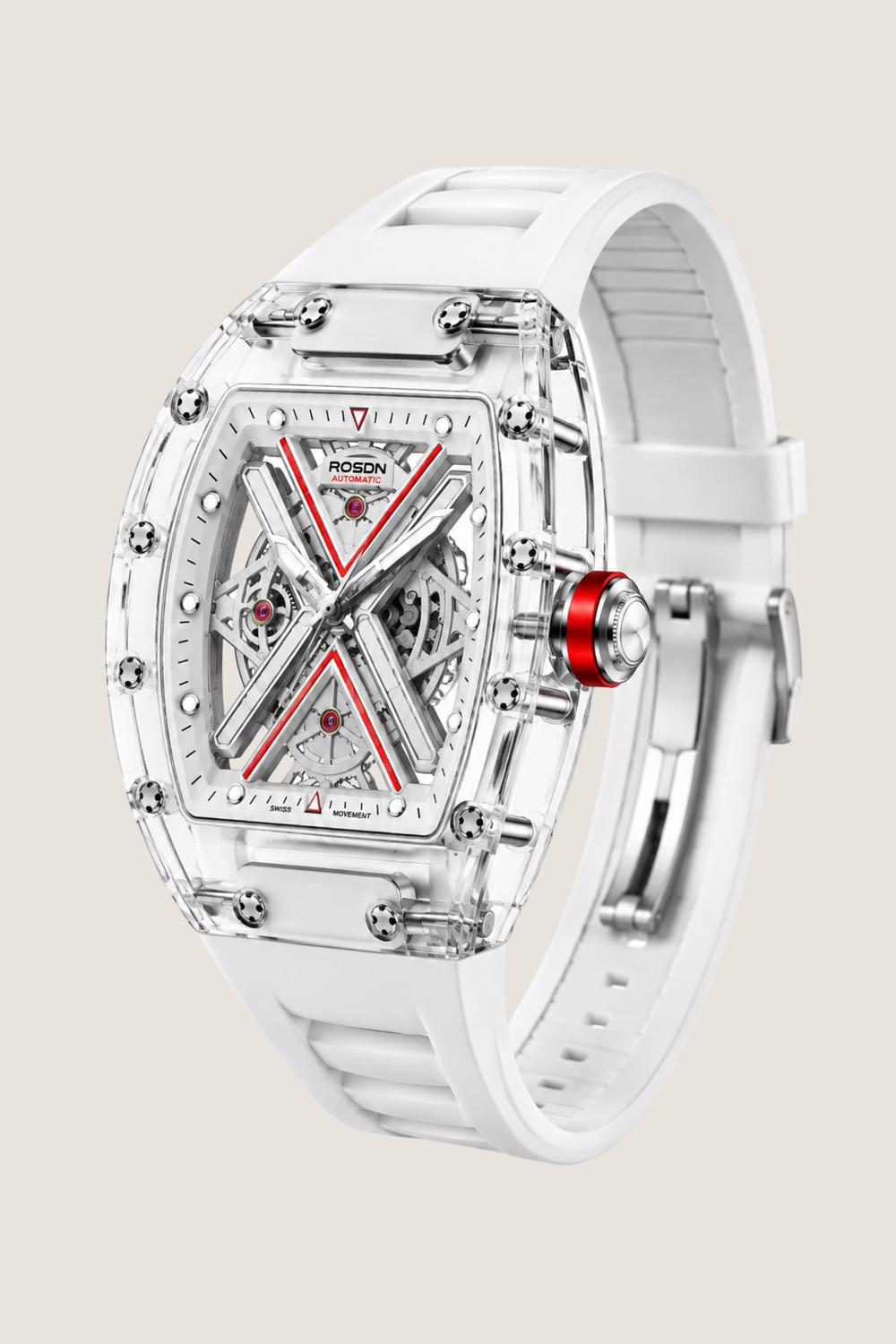 X‑Frame ROSON Skeleton Dial Transparent White Mechanical Watch