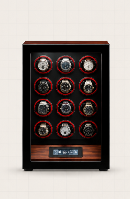 ZIVANCHE Luxury Wooden Watch Winder With LCD Touch Screen - 12 Epitopes