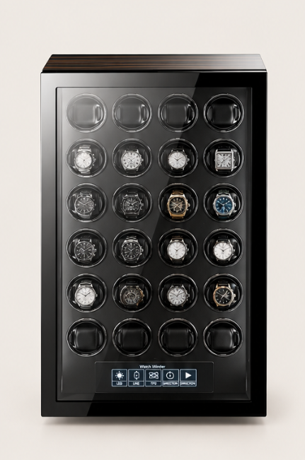 ZIVANCHE Luxury Wooden Watch Winder With LCD Touch Screen - 24 Epitopes