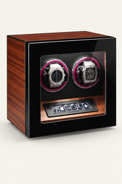 ZIVANCHE Luxury Wooden Watch Winder With LCD Touch Screen - 2 Epitopes - Black