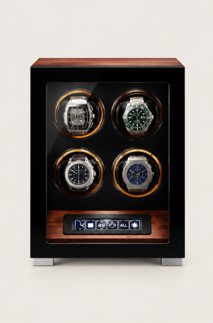 ZIVANCHE Luxury Wooden Watch Winder With LCD Touch Screen - 4 Epitopes