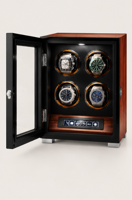 ZIVANCHE Luxury Wooden Watch Winder With LCD Touch Screen - 4 Epitopes