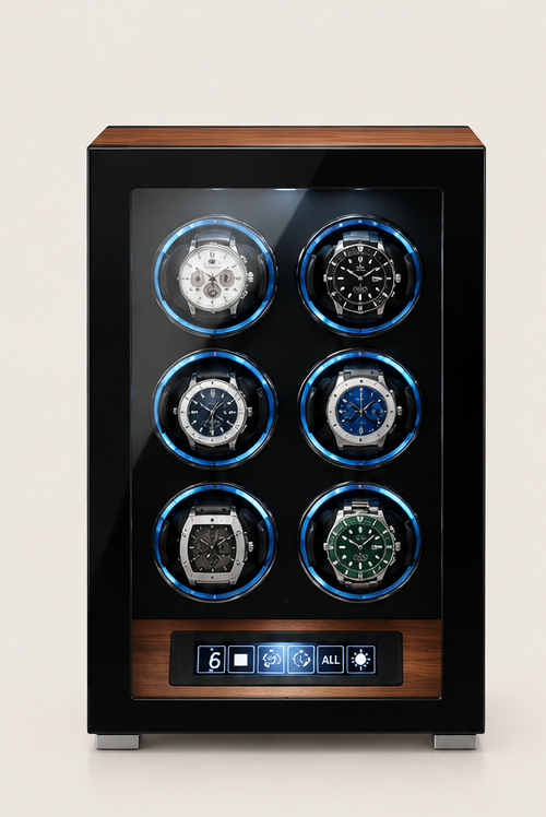 ZIVANCHE Luxury Wooden Watch Winder With LCD Touch Screen - 6 Epitopes