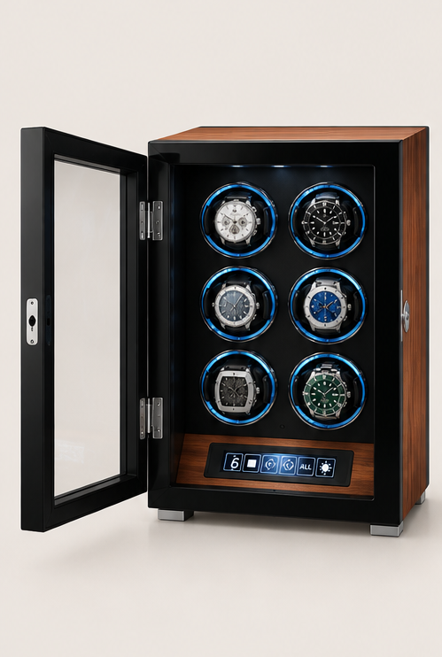 ZIVANCHE Luxury Wooden Watch Winder With LCD Touch Screen - 6 Epitopes