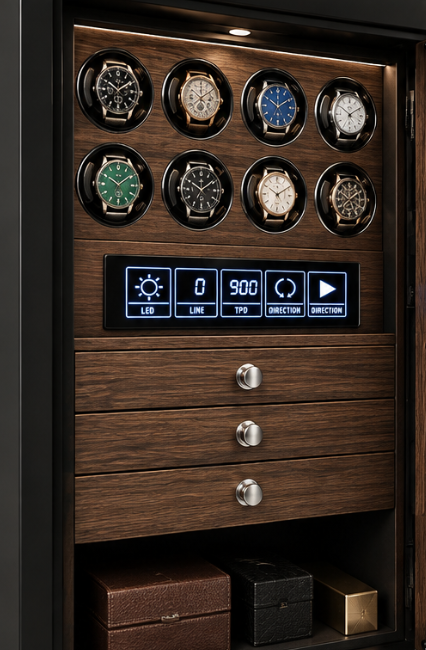 Zivanche  Automatic Watch winder Anti theft watch box Fingerprint unlock - 8 watches