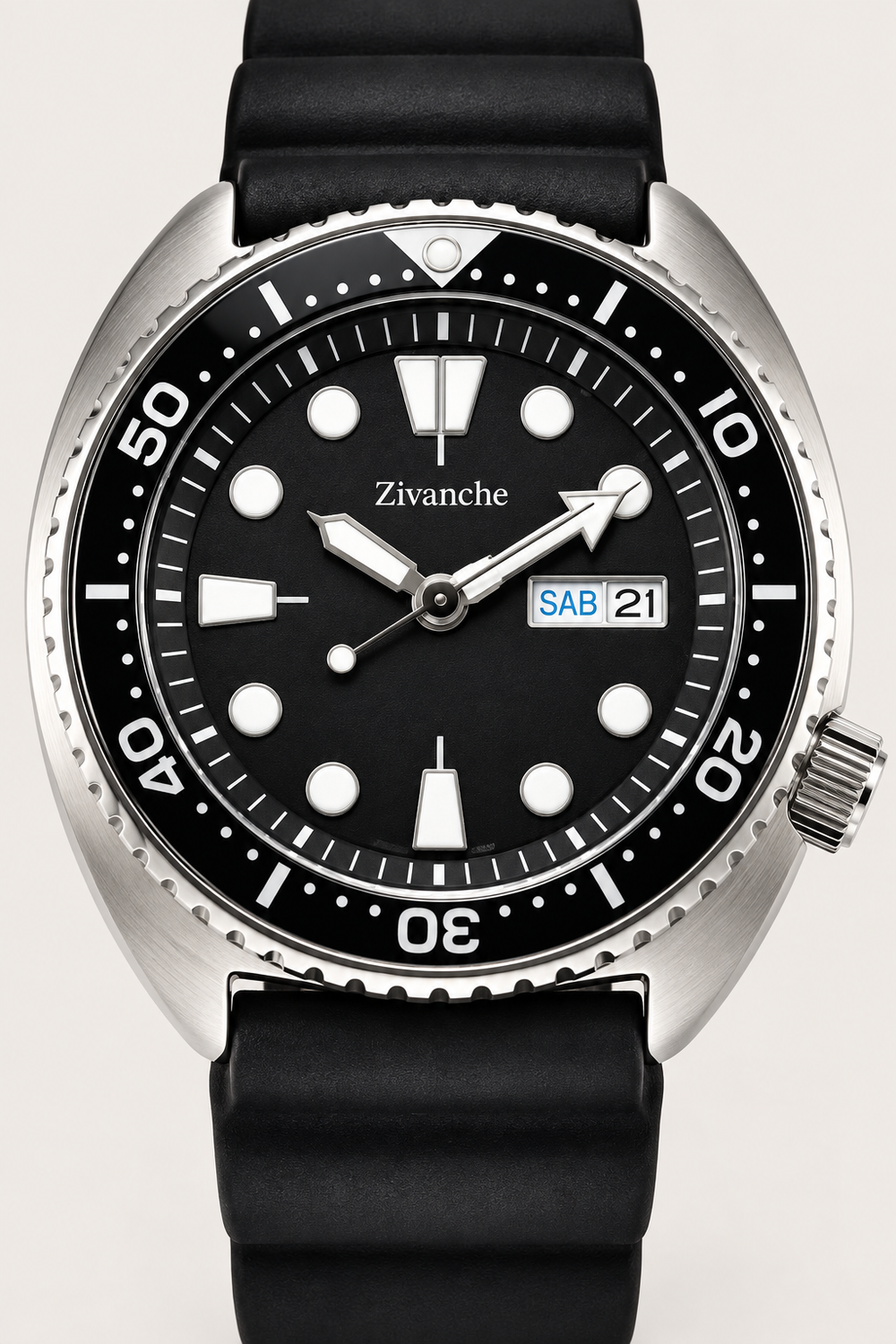 Zivanche Black Diver Automatic Watch - Day Date Edition