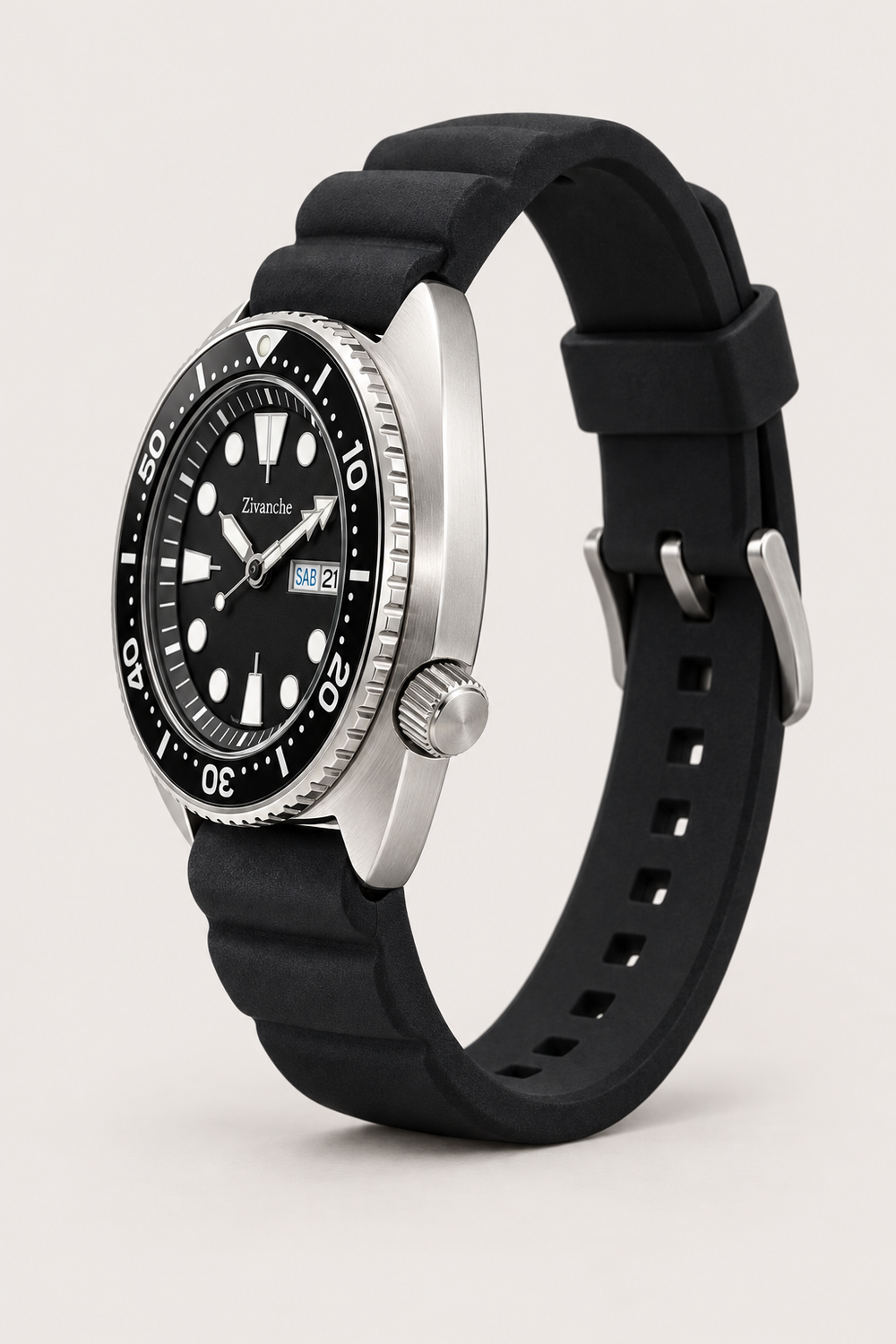 Zivanche Black Diver Automatic Watch - Day Date Edition