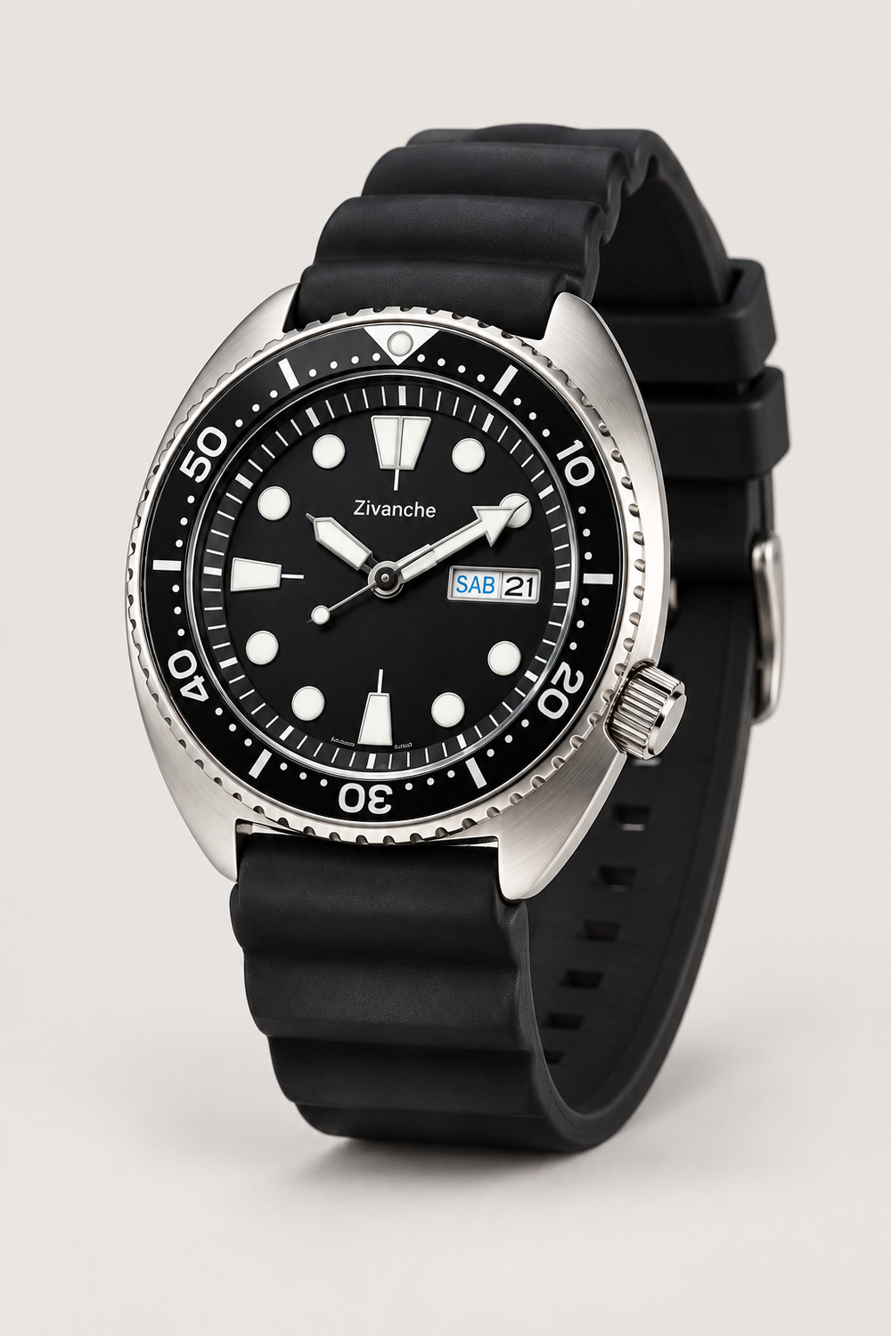 Zivanche Black Diver Automatic Watch - Day Date Edition