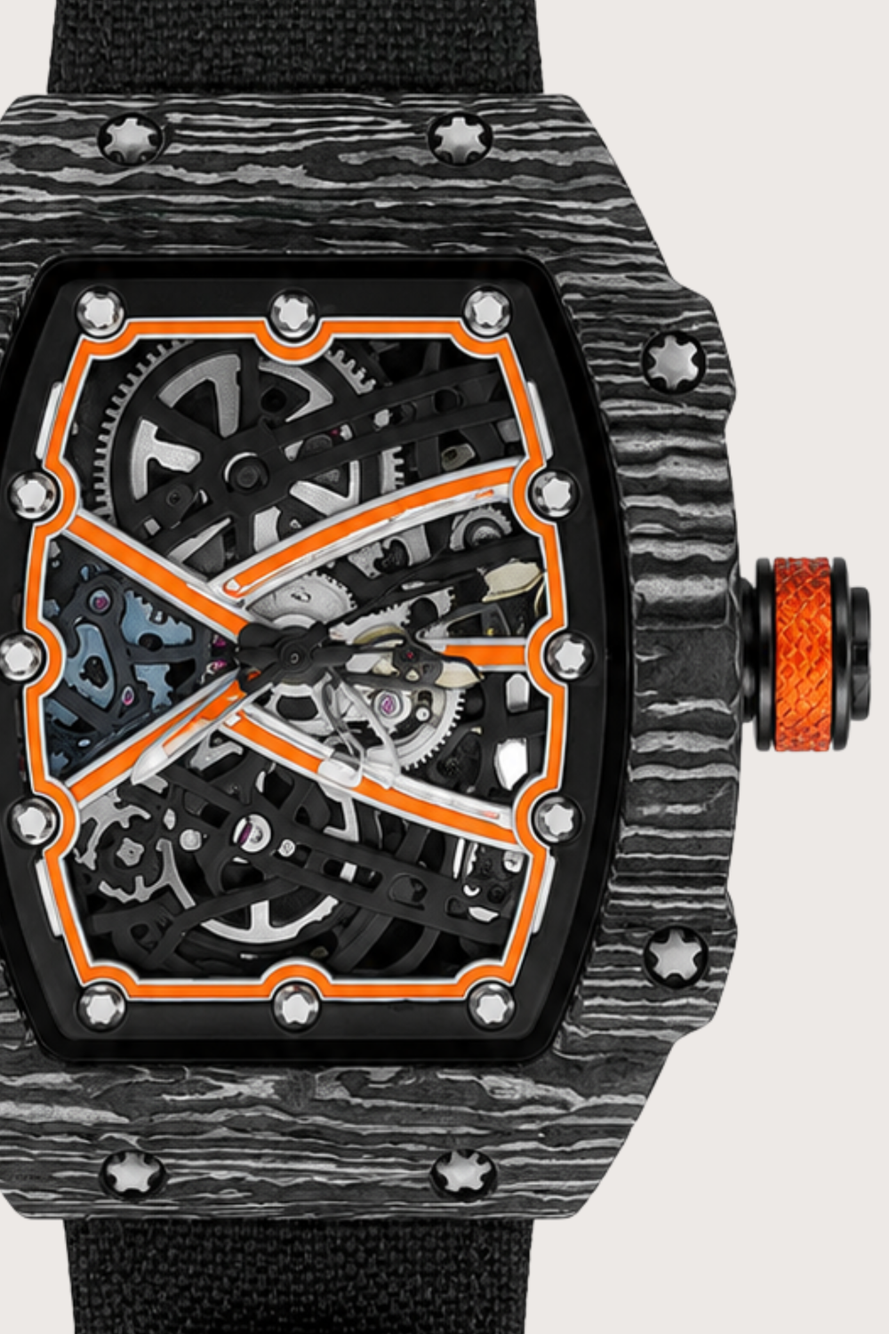 Zivanche Black Titanium Skeleton Timepiece Watch