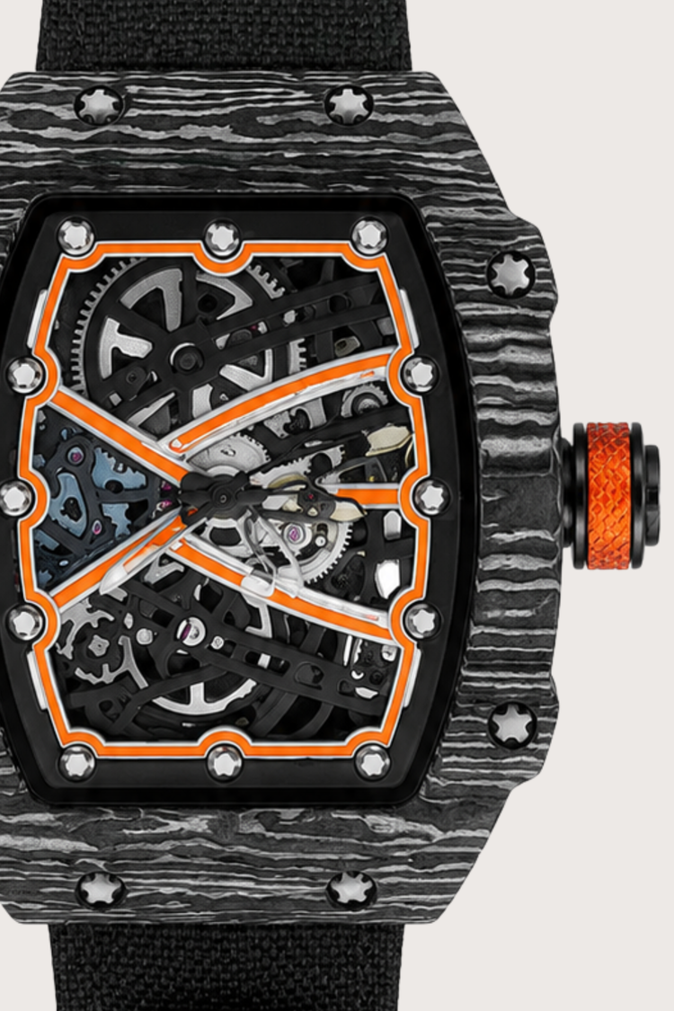 Zivanche Black Titanium Skeleton Timepiece Watch