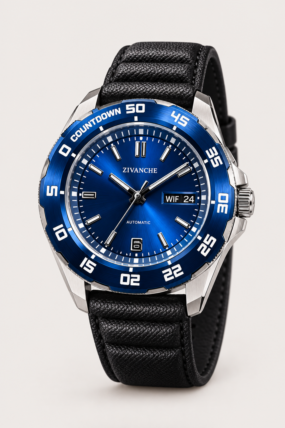 Zivanche Blue Countdown Automatic Sports Watch