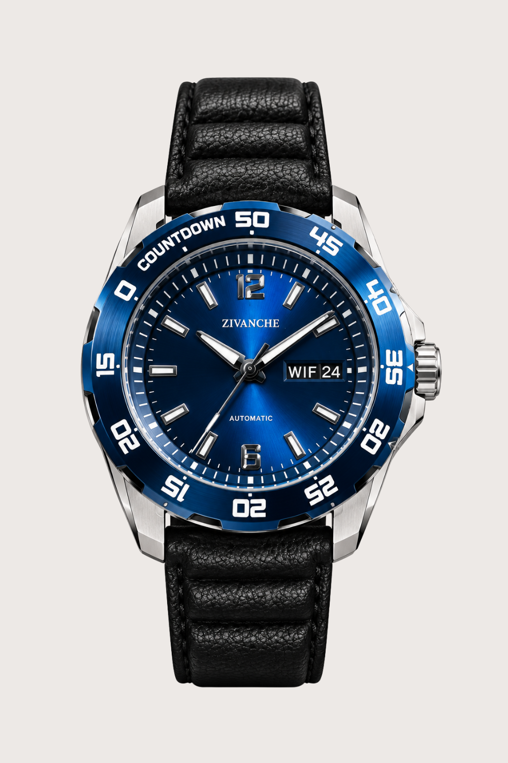 Zivanche Blue Countdown Automatic Sports Watch