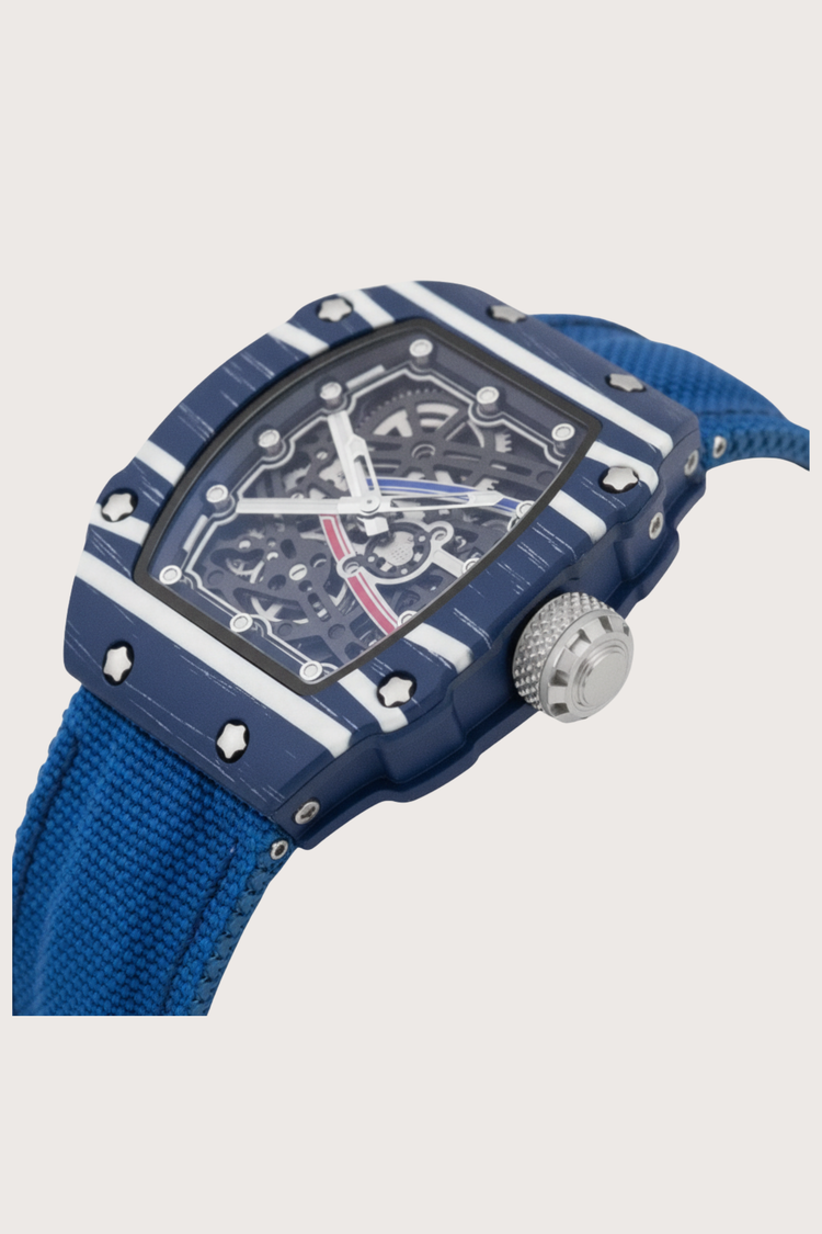 Zivanche Blue Titanium Skeleton Precision Timepiece Watch (43413950)