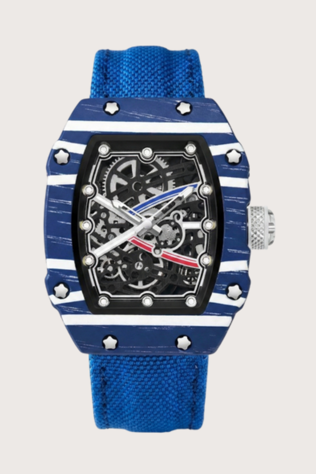 Zivanche Blue Titanium Skeleton Precision Timepiece Watch (43413950)