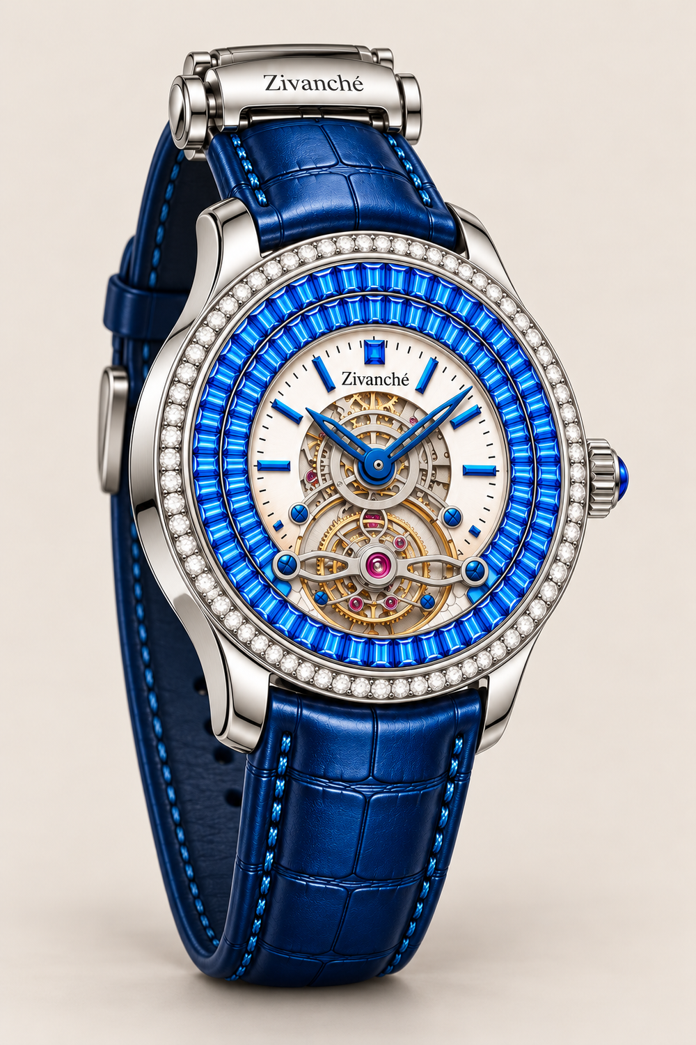 Zivanche Diamond Bezel Tourbillon Inspired Luxury Automatic Watch