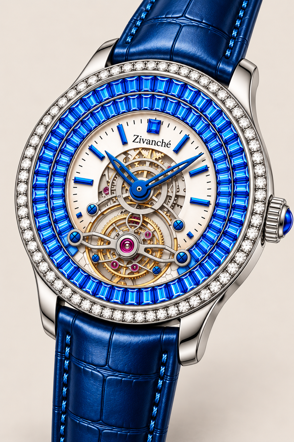 Zivanche Diamond Bezel Tourbillon Inspired Luxury Automatic Watch