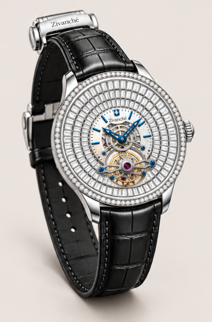 Zivanche Diamond Bezel Tourbillon Inspired Luxury Automatic Watch